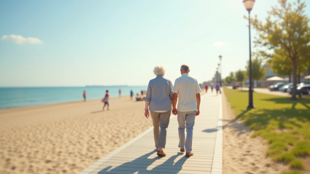 Seniori pastaigā Jūrmalas parkā ar skaitu uz jūru
